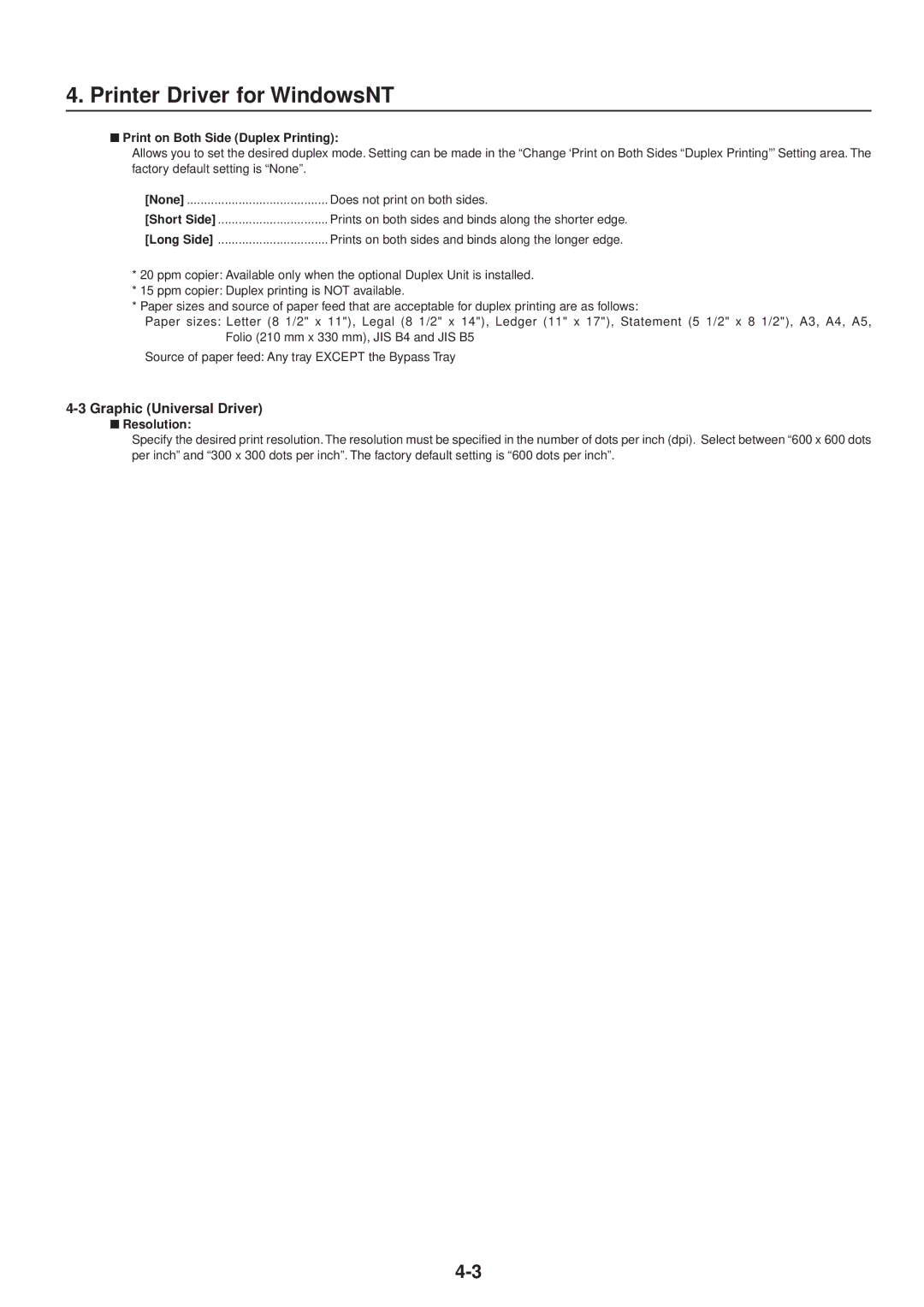 IBM Printing System manual Graphic Universal Driver, Print on Both Side Duplex Printing 