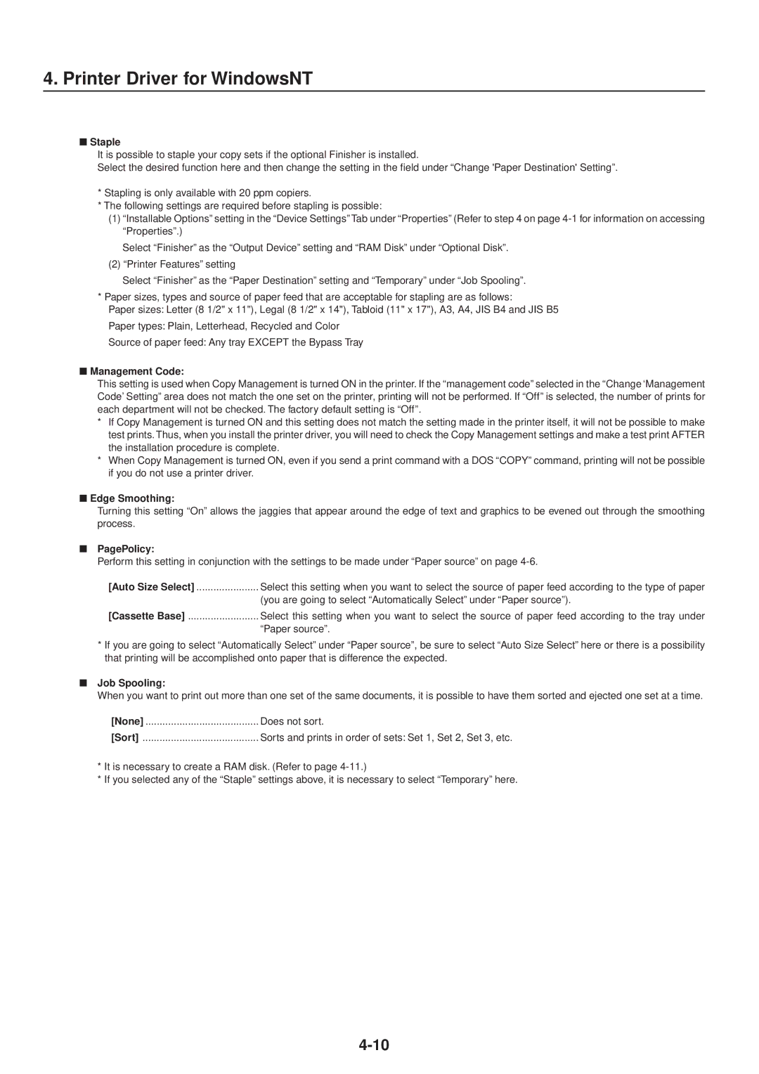 IBM Printing System manual PagePolicy, Does not sort 