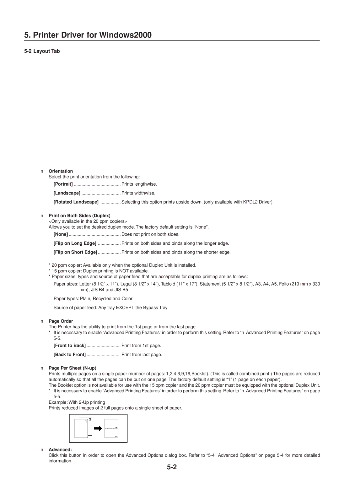 IBM Printing System manual Order, Print from 1st, Per Sheet N-up, Advanced 