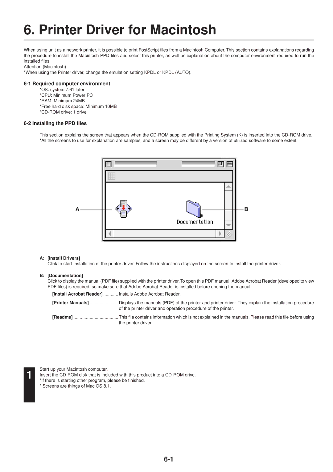 IBM Printing System manual Printer Driver for Macintosh, Required computer environment, Installing the PPD files 