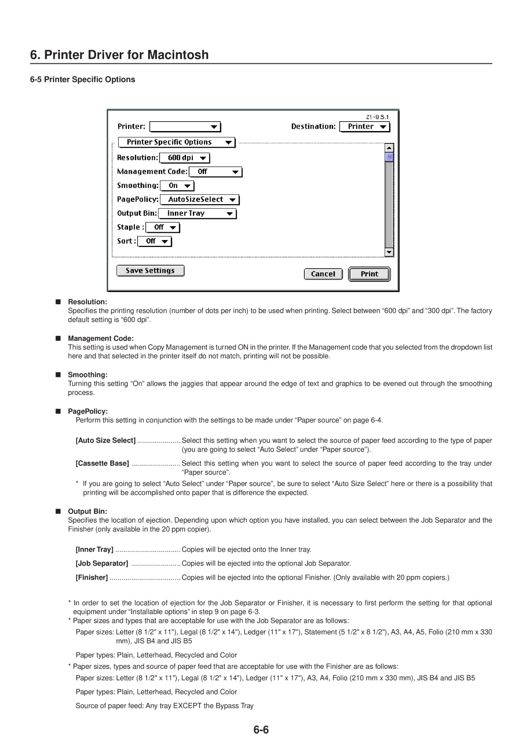 IBM Printing System manual Printer Specific Options, Smoothing, You are going to select Auto Select under Paper source 