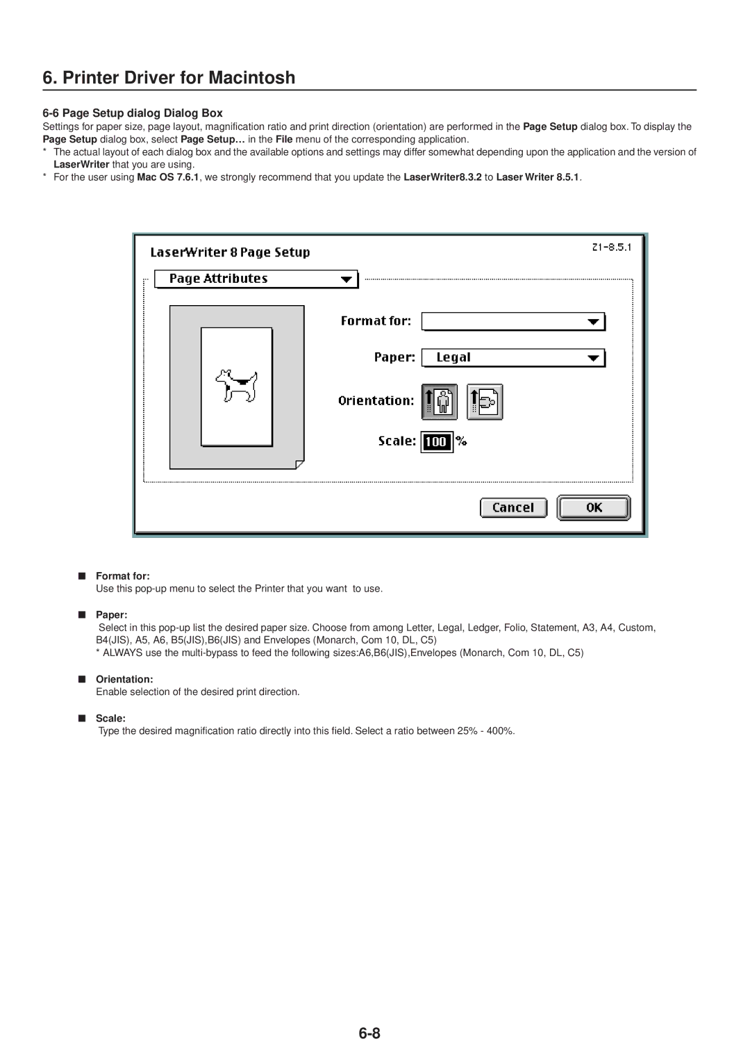 IBM Printing System manual Setup dialog Dialog Box, Format for, Paper, Scale 