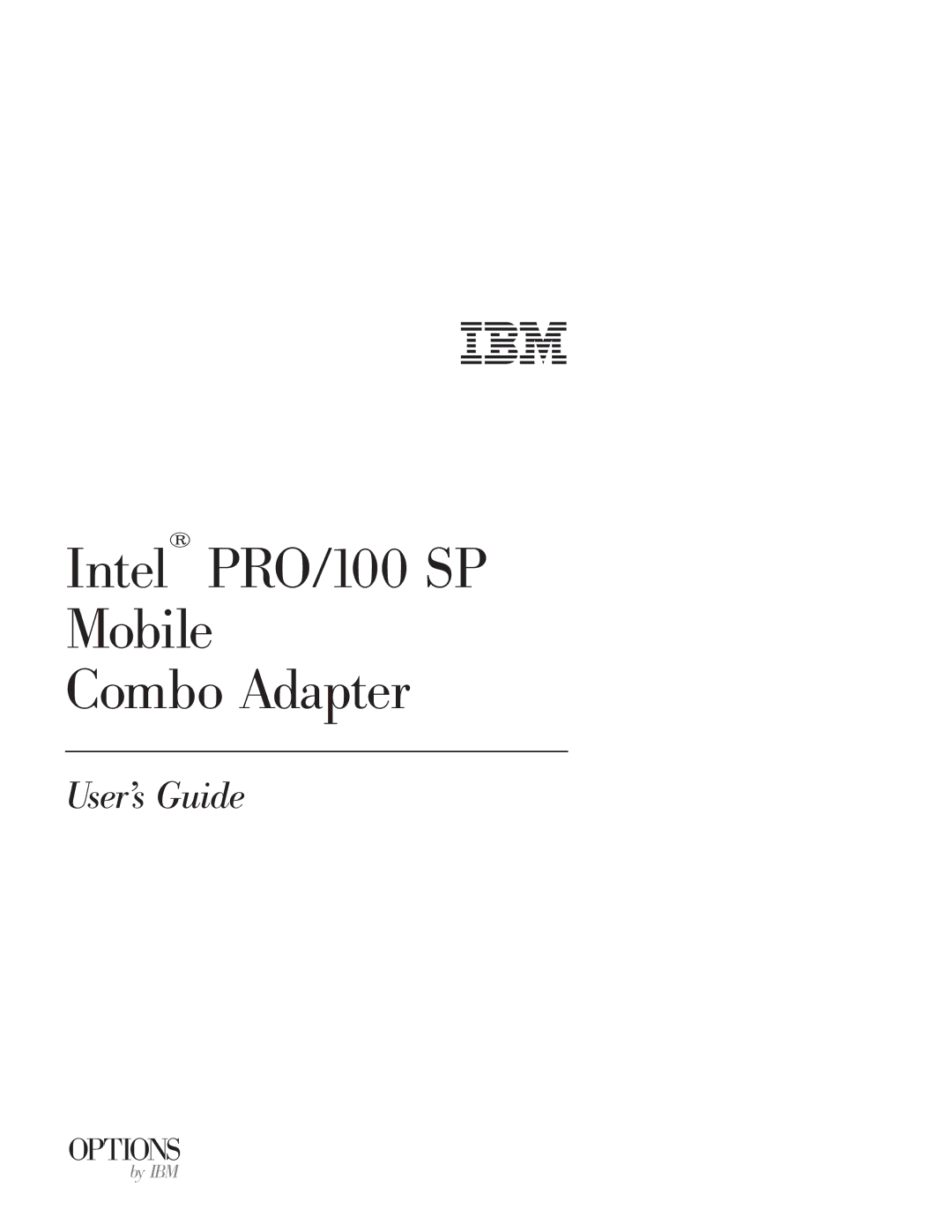 IBM manual Intel PRO/100 SP Mobile Combo Adapter 