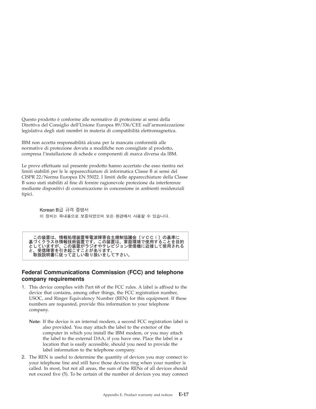 IBM PRO/100 SP manual Appendix E. Product warranty and notices 