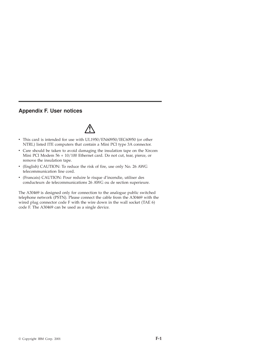 IBM PRO/100 SP manual Appendix F. User notices 