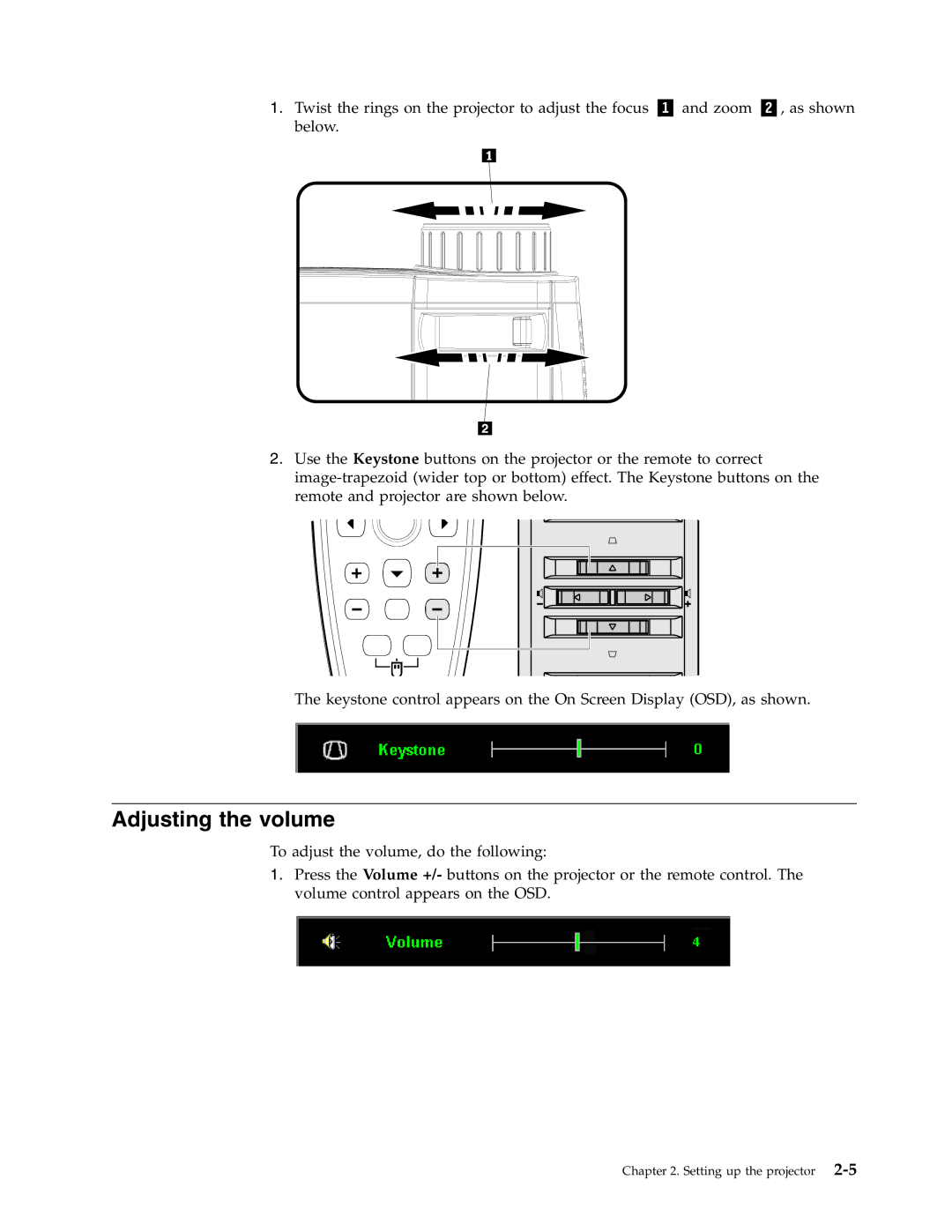 IBM PROJECTOR C400 manual Adjusting the volume 