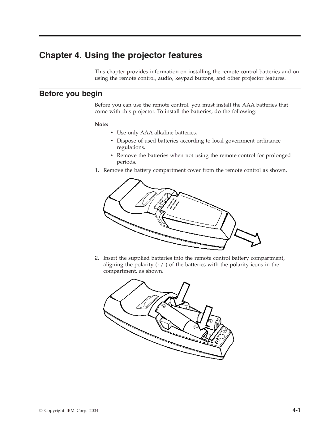 IBM PROJECTOR C400 manual Using the projector features, Before you begin 