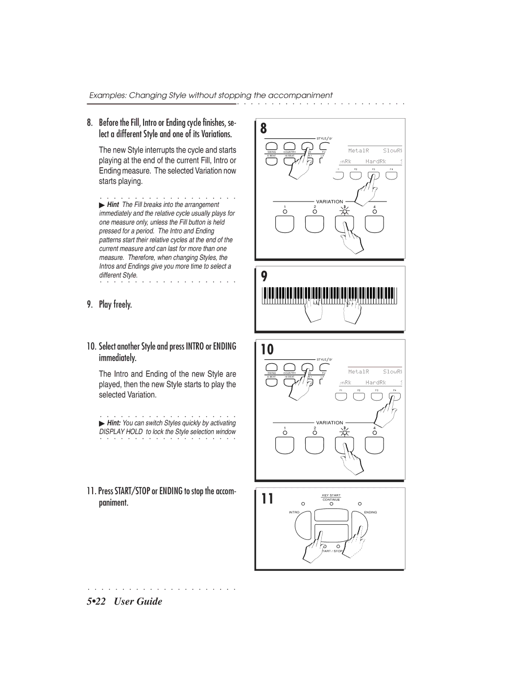 IBM PS1500 owner manual Press START/STOP or Ending to stop the accom- paniment 