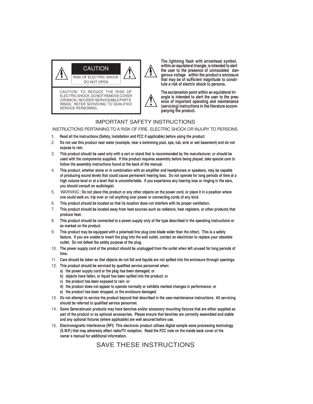 IBM PS1500 owner manual Important Safety Instructions 