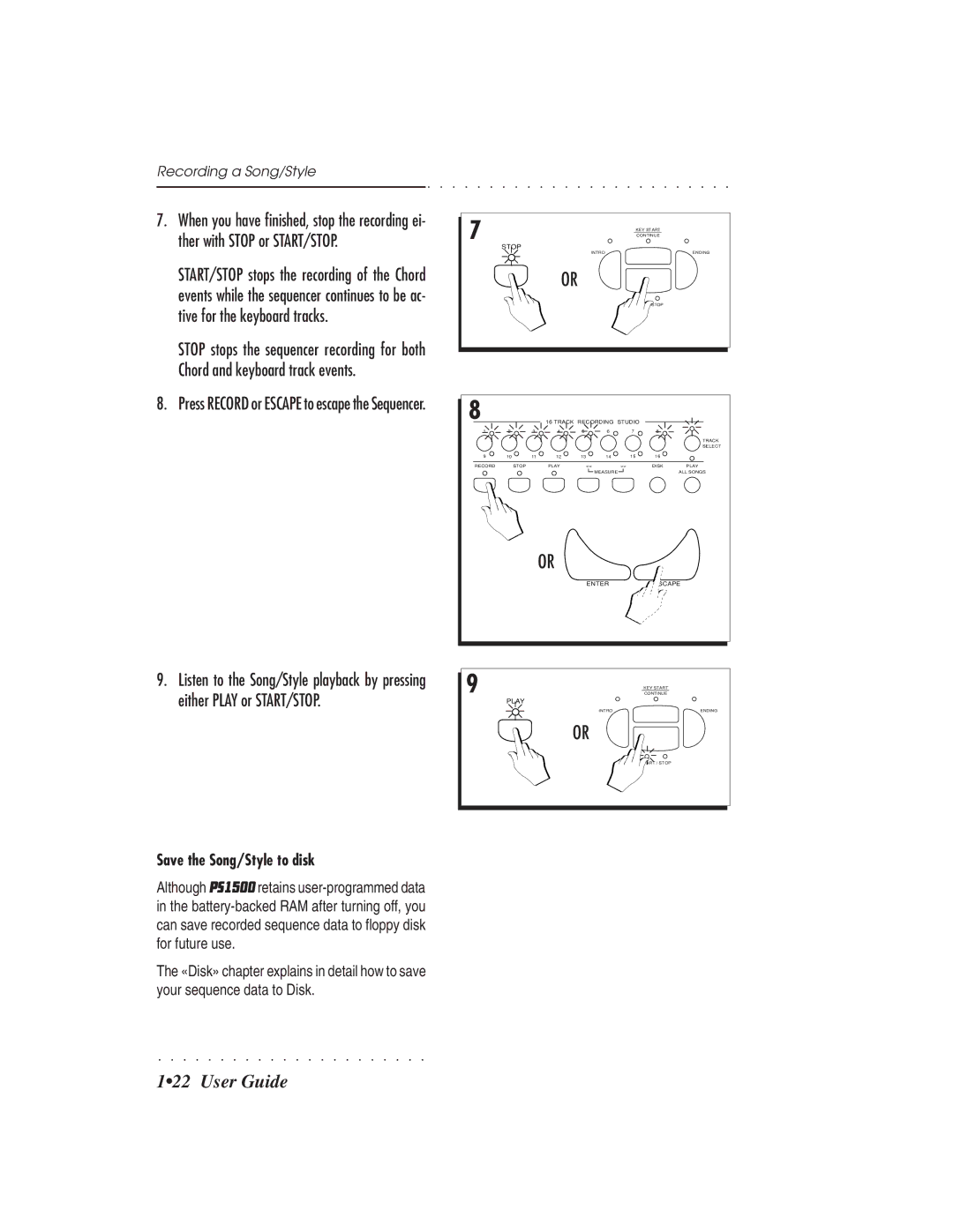 IBM PS1500 owner manual Save the Song/Style to disk 