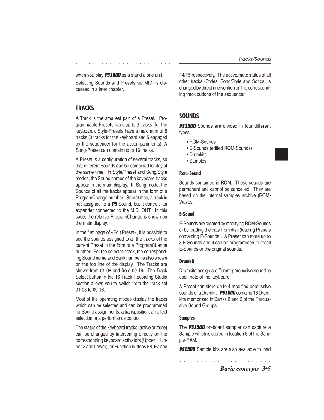 IBM PS1500 owner manual Tracks, Sounds 