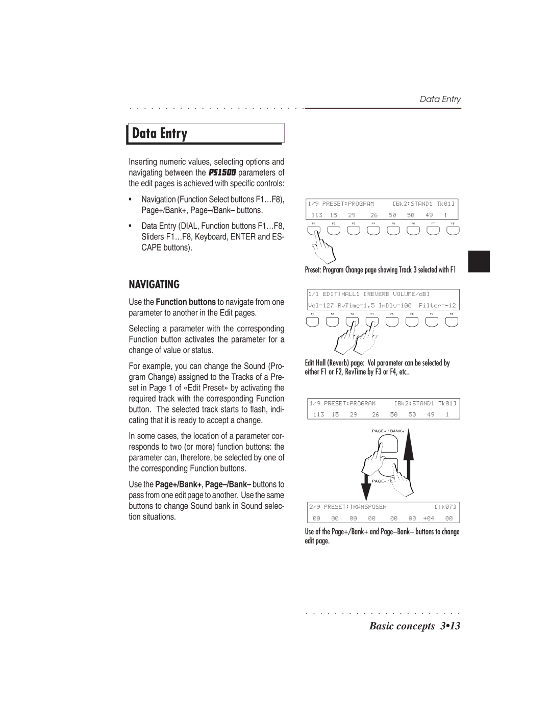 IBM PS1500 owner manual Data Entry, Navigating 