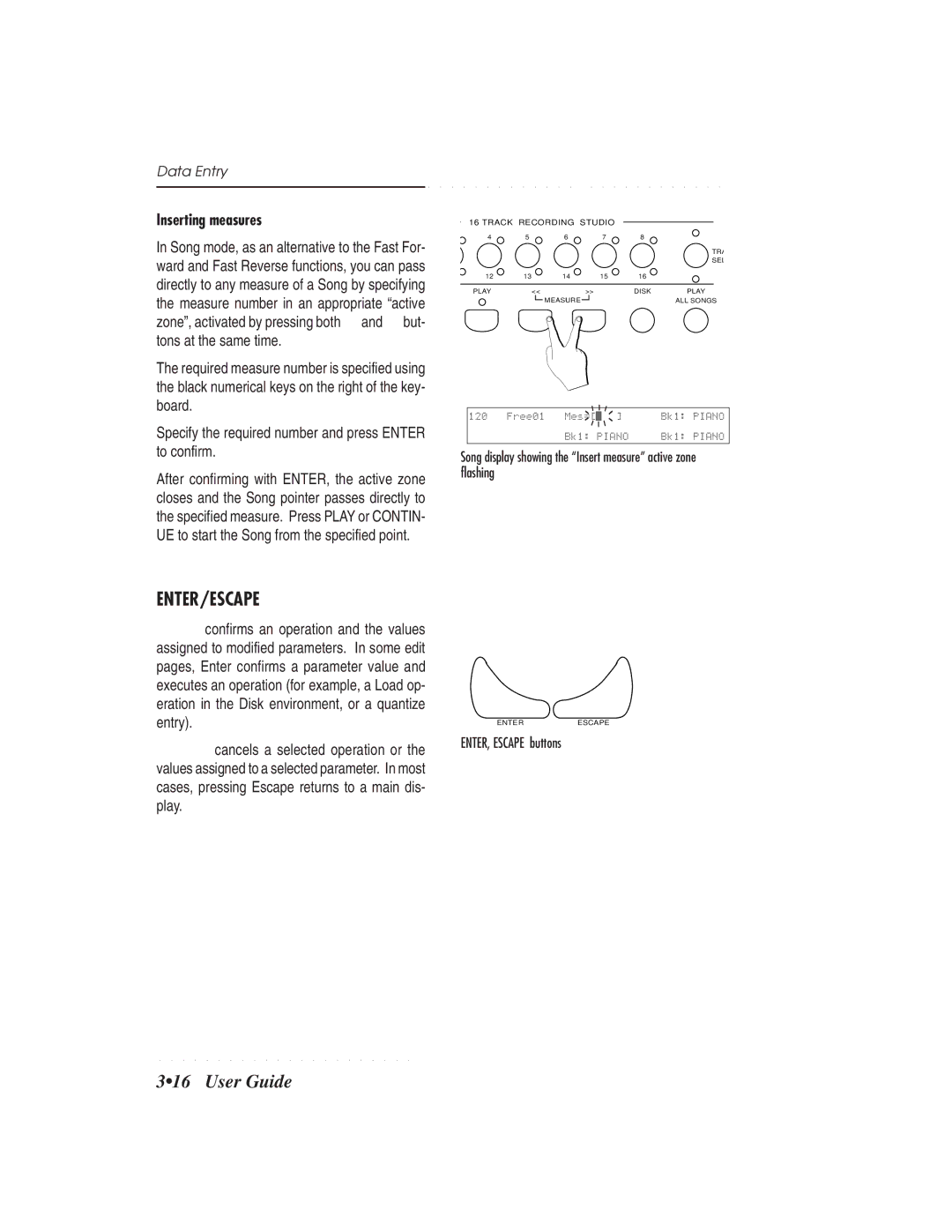 IBM PS1500 owner manual Enter/Escape, Inserting measures 