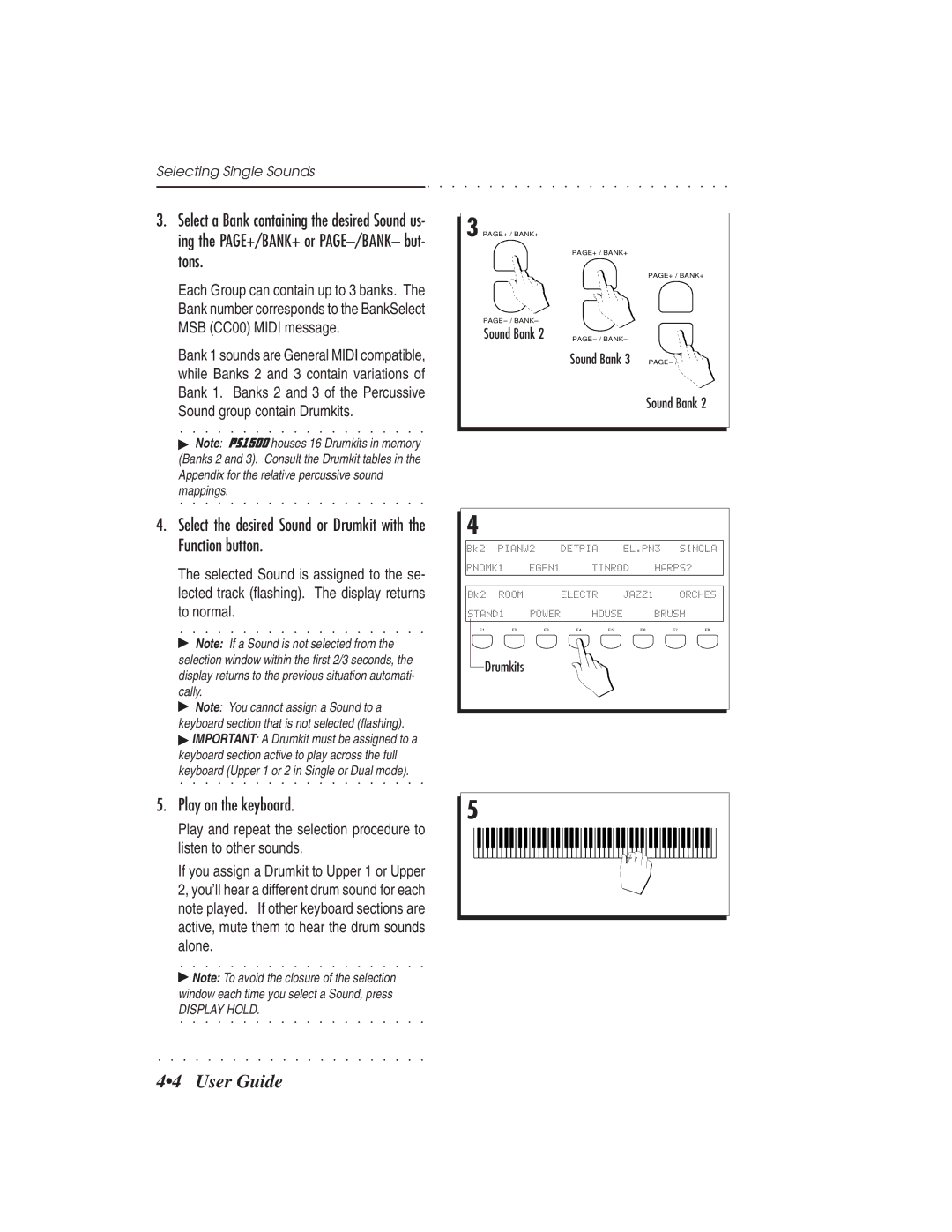 IBM PS1500 owner manual Select the desired Sound or Drumkit with the Function button 