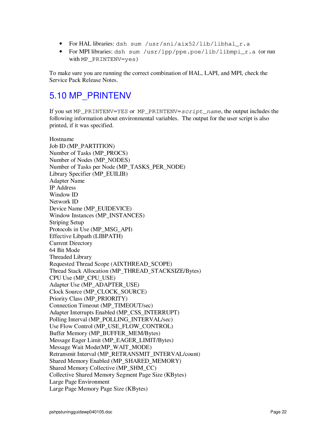 IBM pSeries manual Mpprintenv 