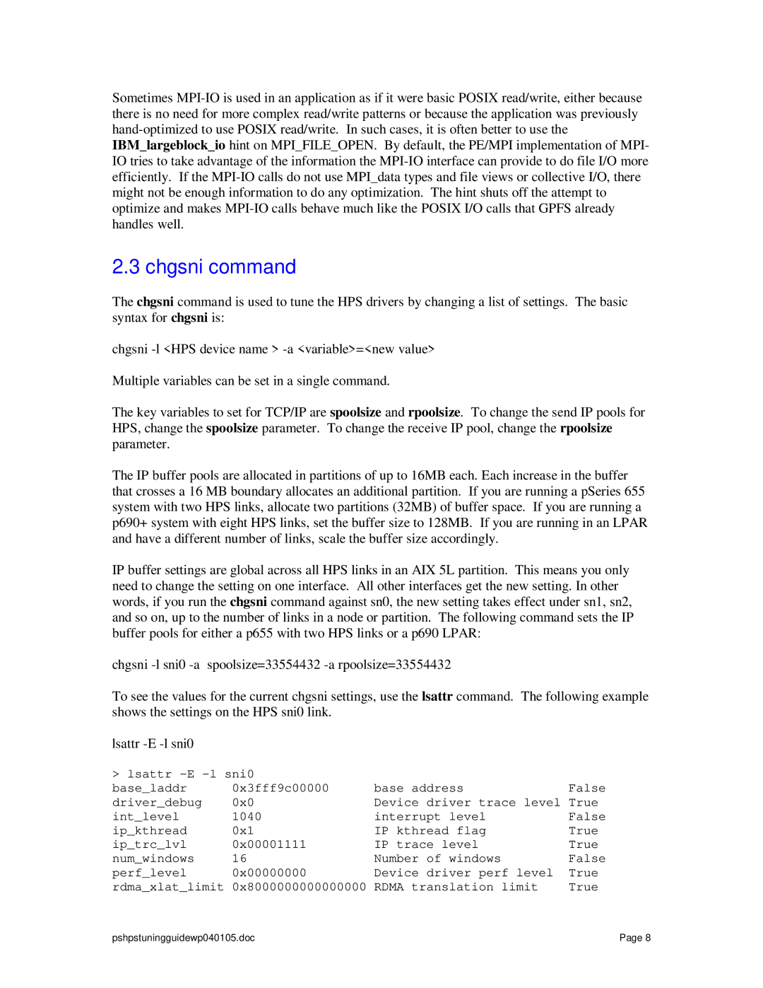 IBM pSeries manual Chgsni command 