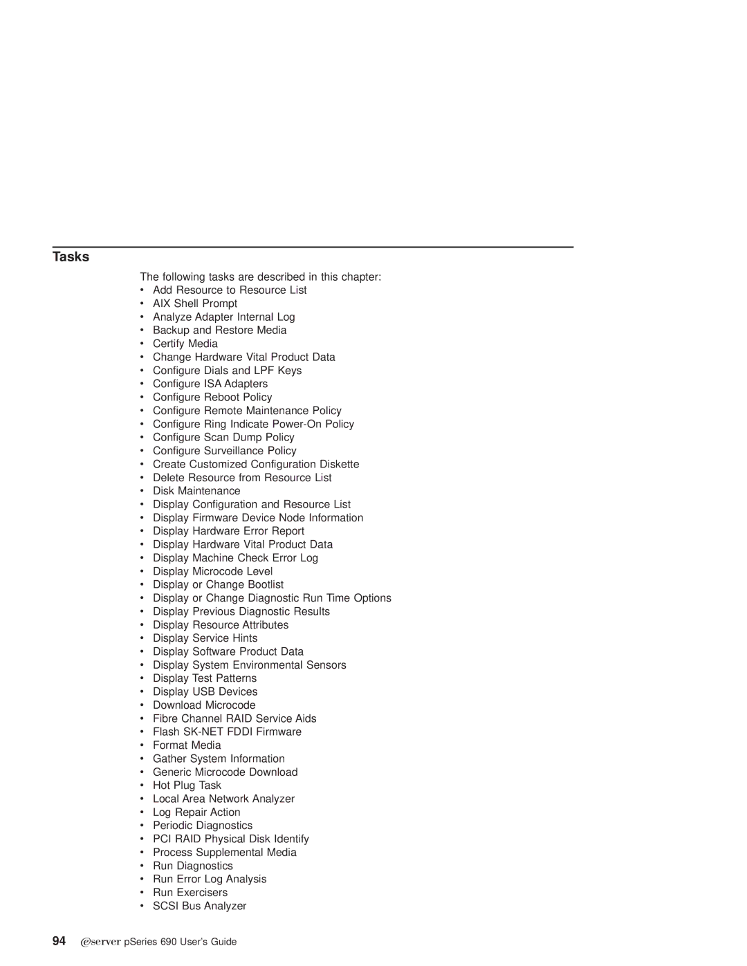 IBM pSeries690 manual Tasks 