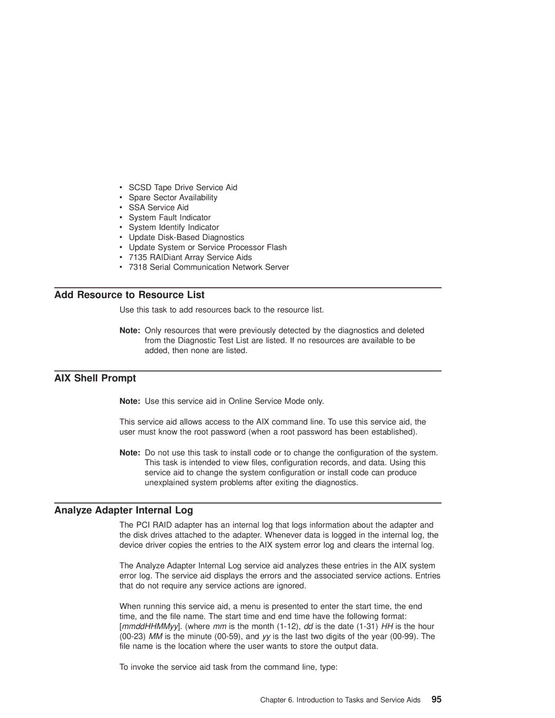 IBM pSeries690 manual Add Resource to Resource List, AIX Shell Prompt, Analyze Adapter Internal Log 