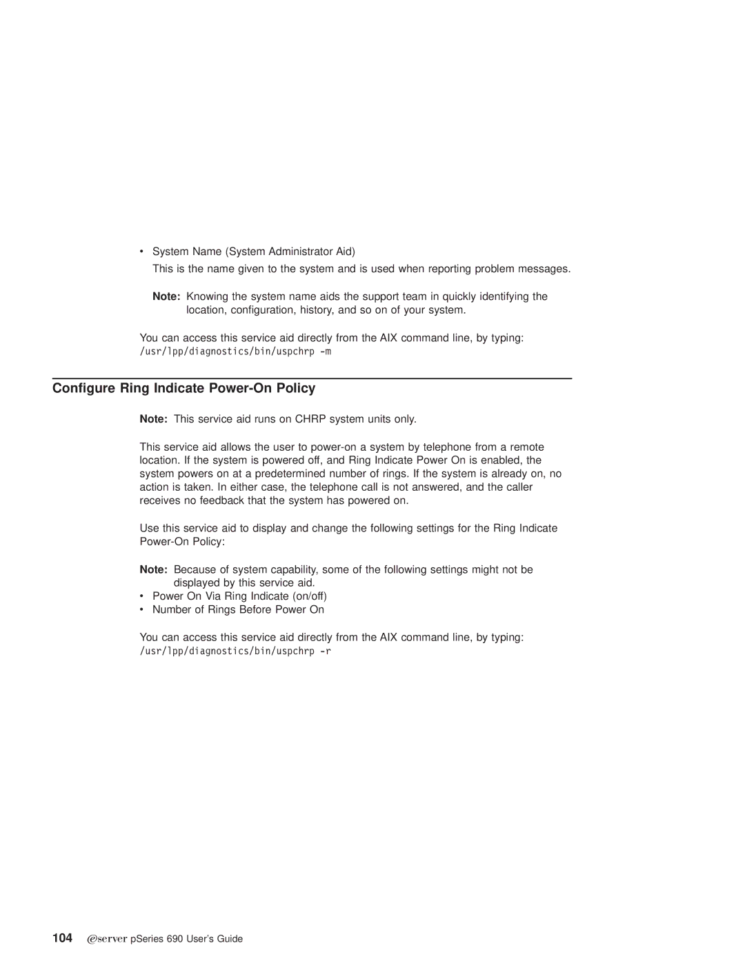 IBM pSeries690 manual Configure Ring Indicate Power-On Policy 