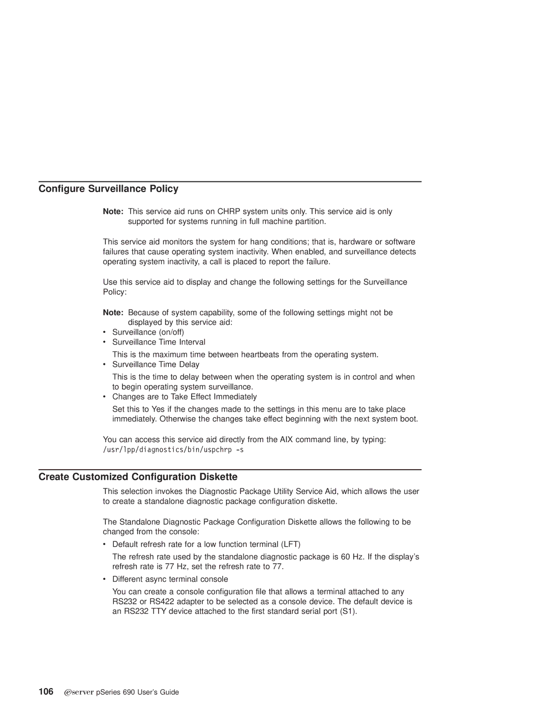 IBM pSeries690 manual Configure Surveillance Policy, Create Customized Configuration Diskette 