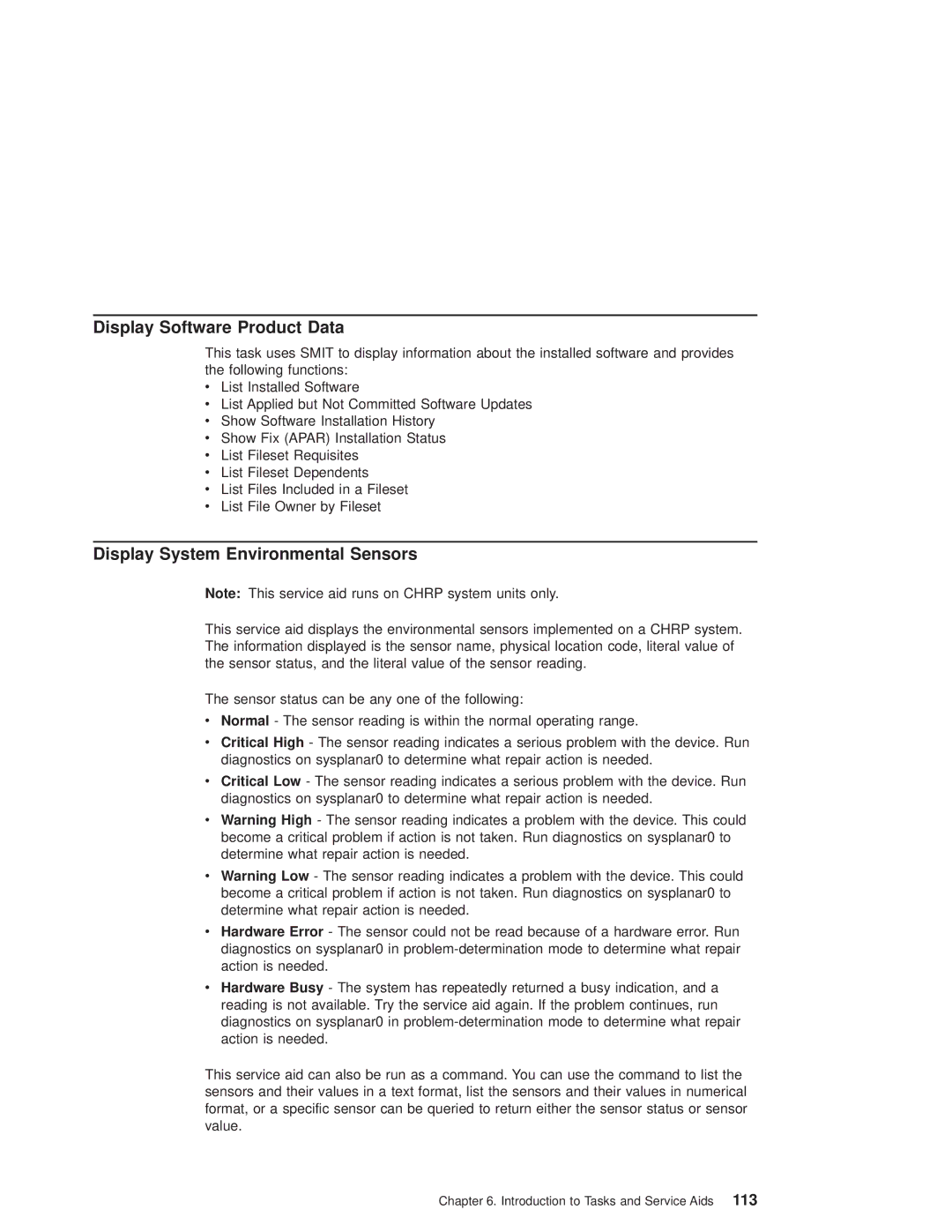 IBM pSeries690 manual Display Software Product Data, Display System Environmental Sensors 