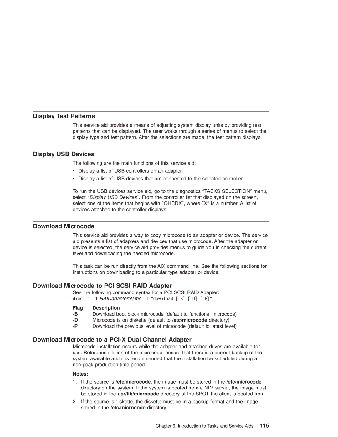 IBM pSeries690 manual Display Test Patterns, Display USB Devices, Download Microcode to PCI Scsi RAID Adapter 