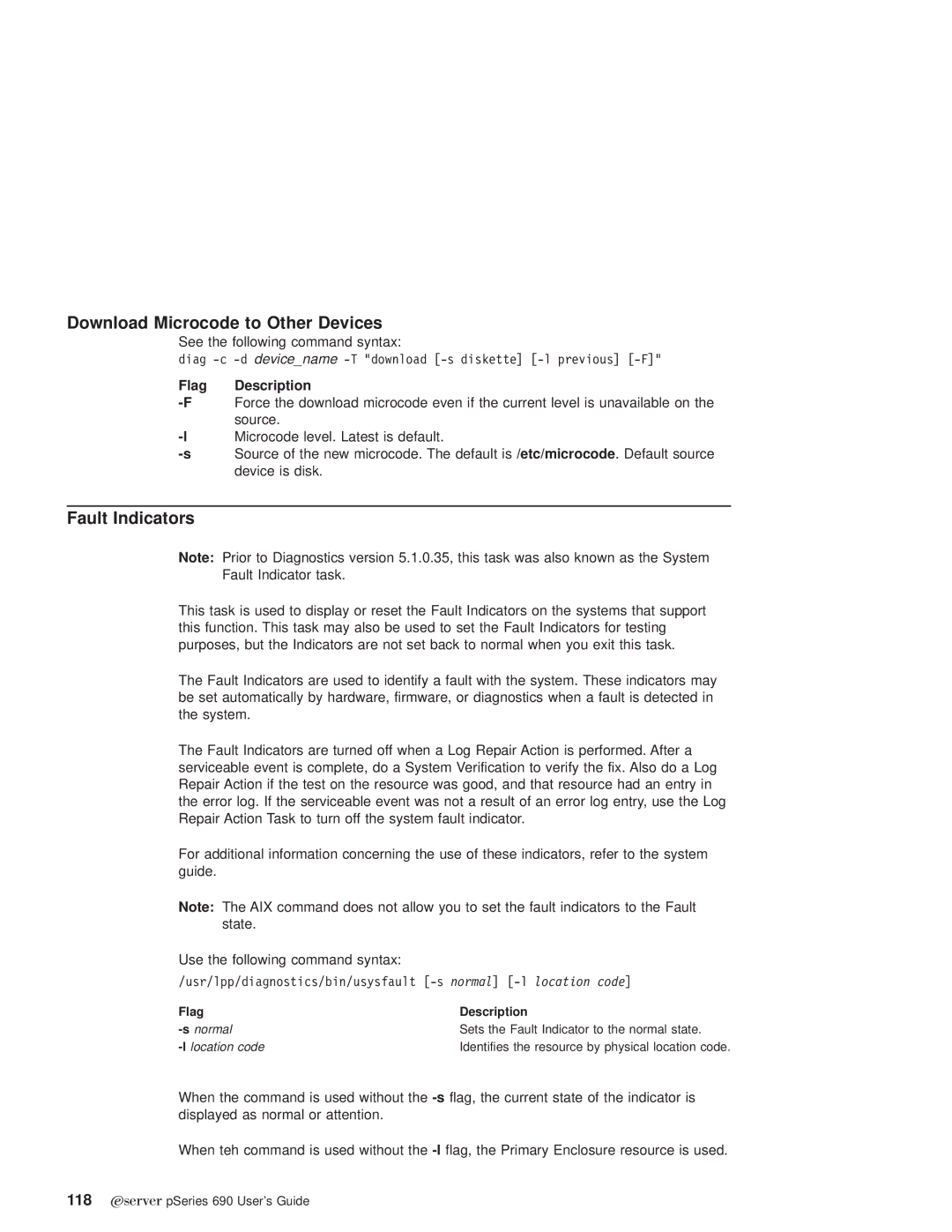 IBM pSeries690 manual Download Microcode to Other Devices, Fault Indicators 