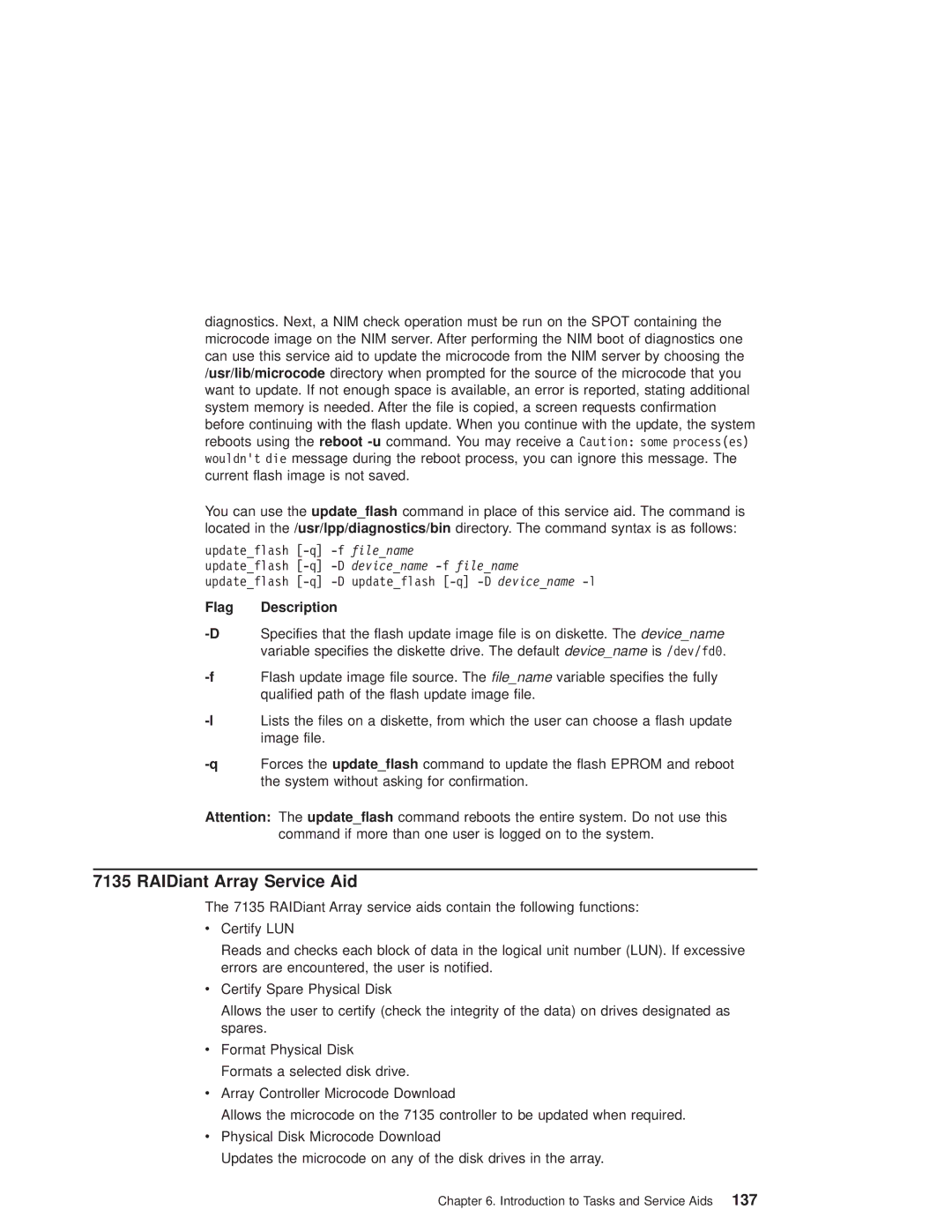 IBM pSeries690 manual RAIDiant Array Service Aid, Flag Description 