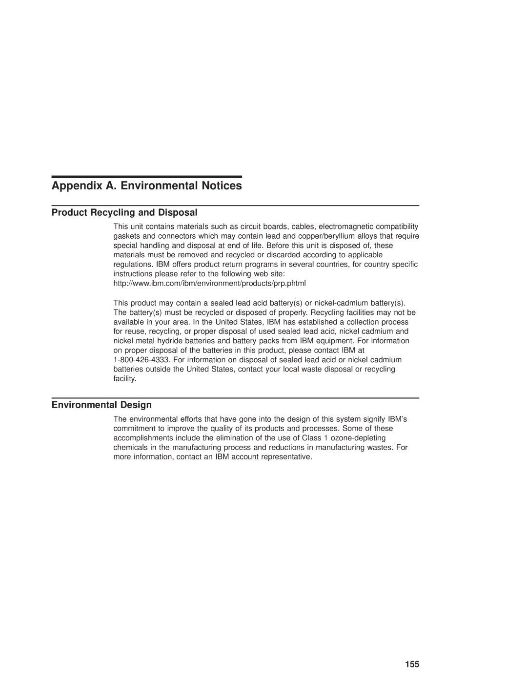 IBM pSeries690 manual Appendix A. Environmental Notices, Product Recycling and Disposal, Environmental Design 