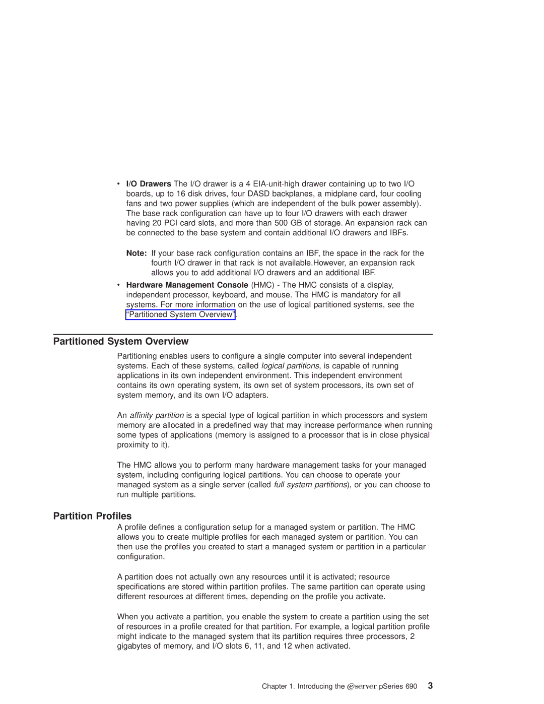 IBM pSeries690 manual Partitioned System Overview, Partition Profiles 