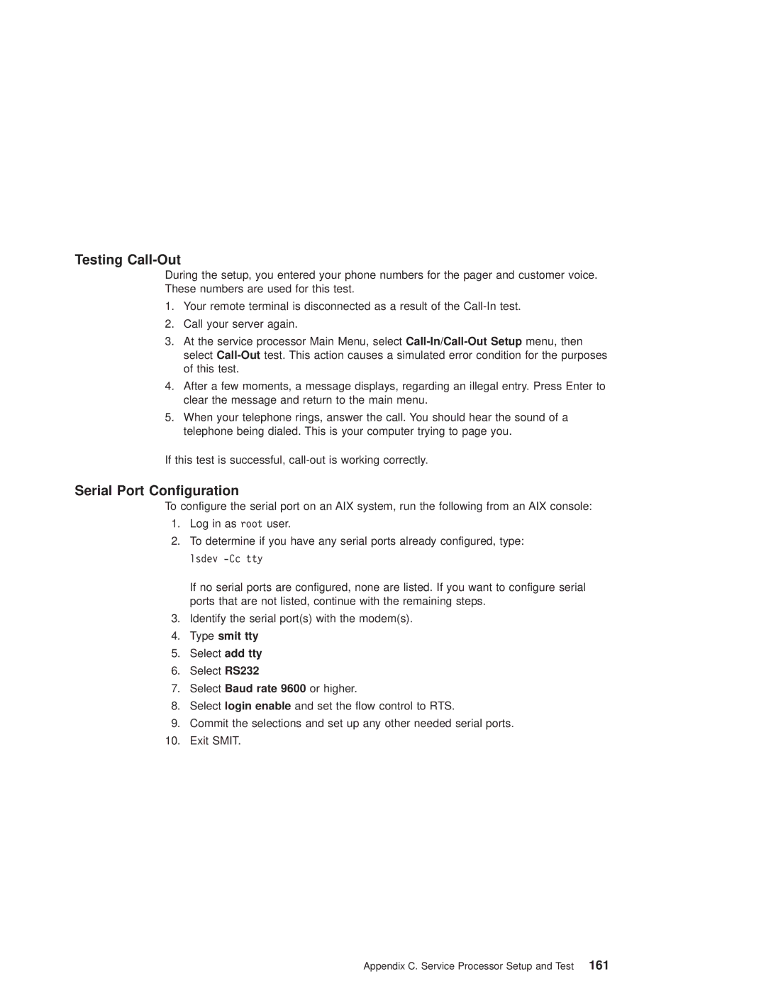 IBM pSeries690 manual Testing Call-Out, Serial Port Configuration, Type smit tty 