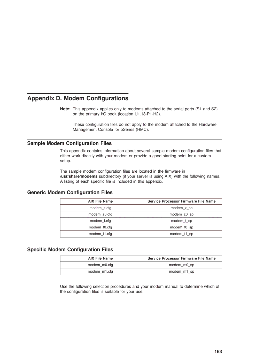 IBM pSeries690 manual Appendix D. Modem Configurations, Sample Modem Configuration Files, Generic Modem Configuration Files 