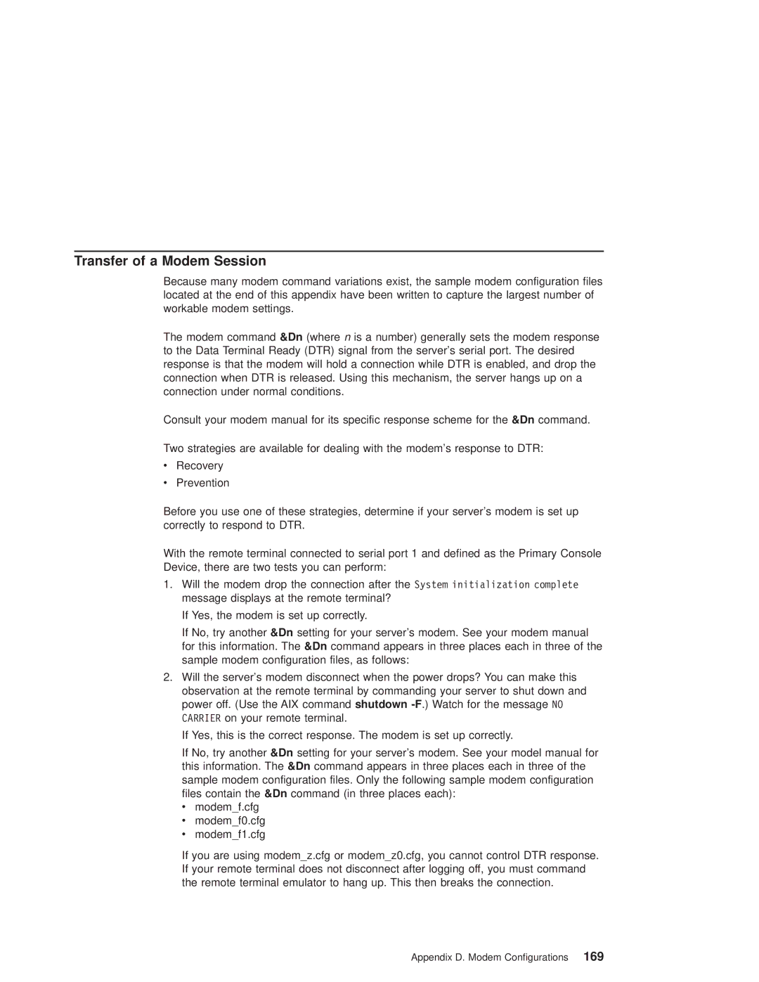 IBM pSeries690 manual Transfer of a Modem Session 