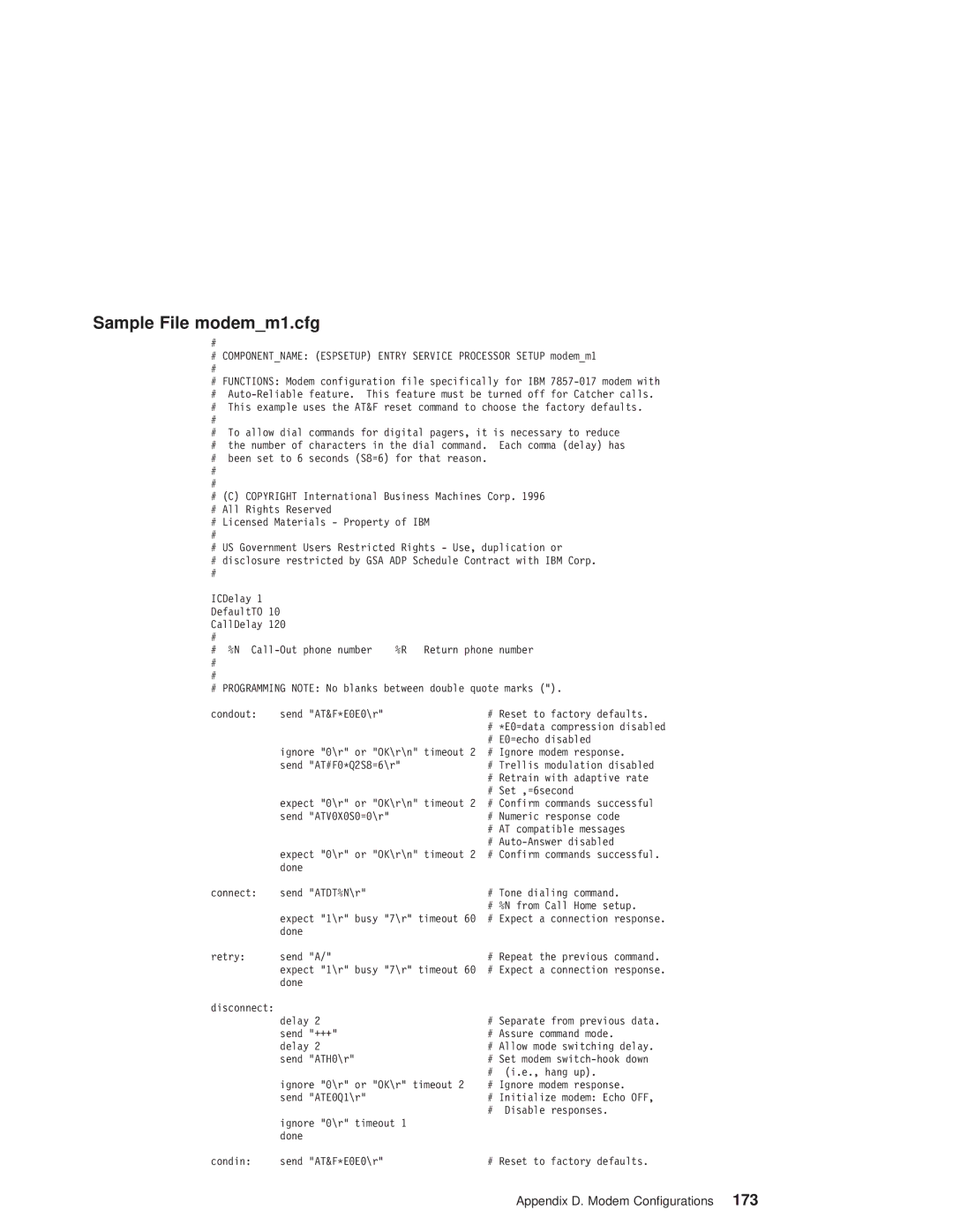 IBM pSeries690 manual Sample File modemm1.cfg 