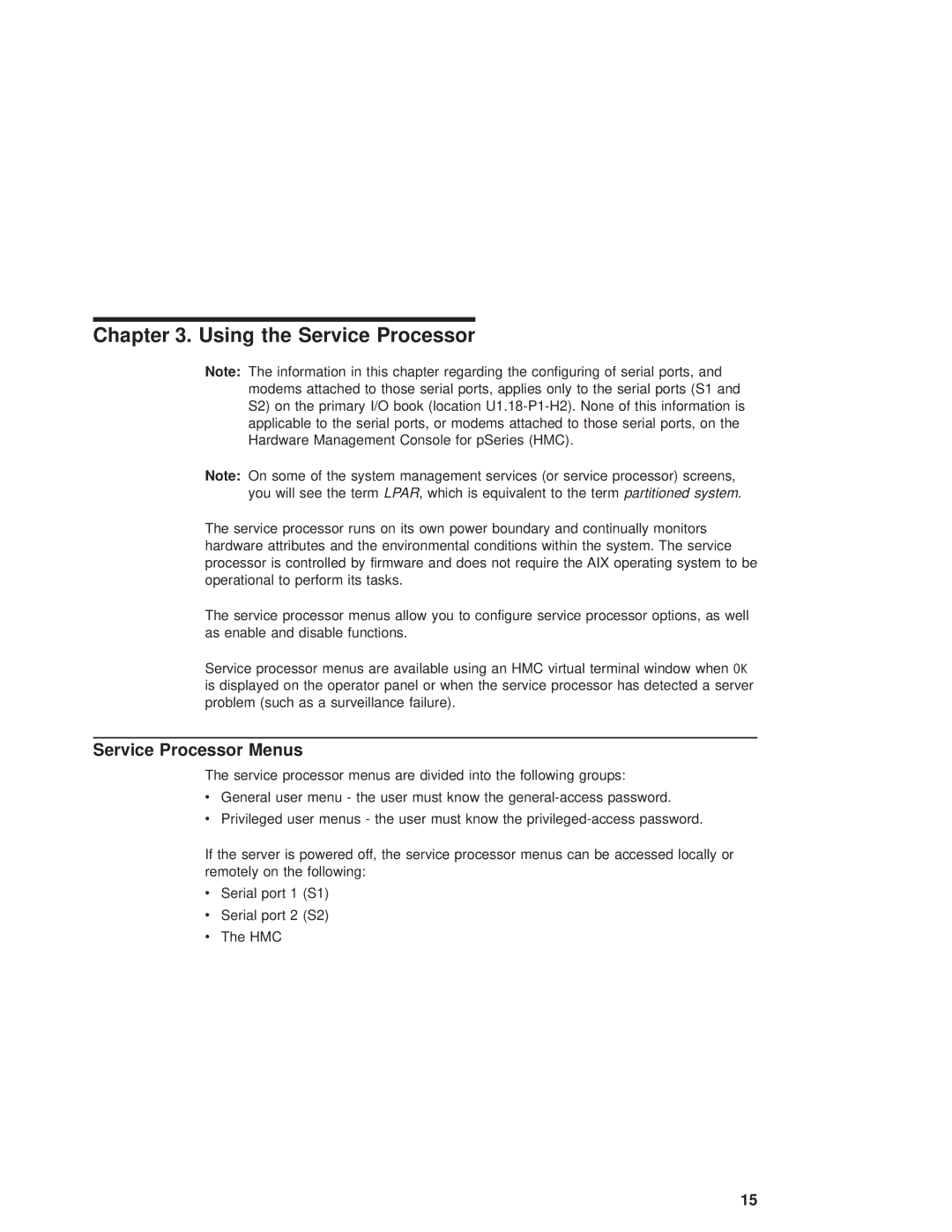 IBM pSeries690 manual Using the Service Processor, Service Processor Menus 