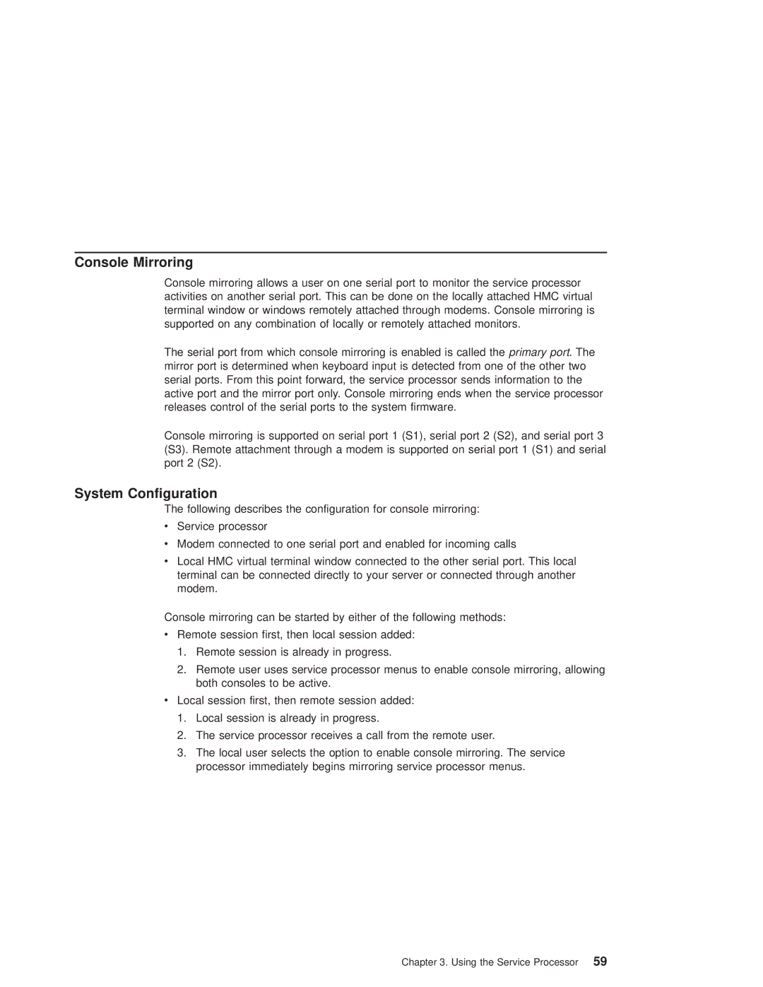 IBM pSeries690 manual Console Mirroring, System Configuration 