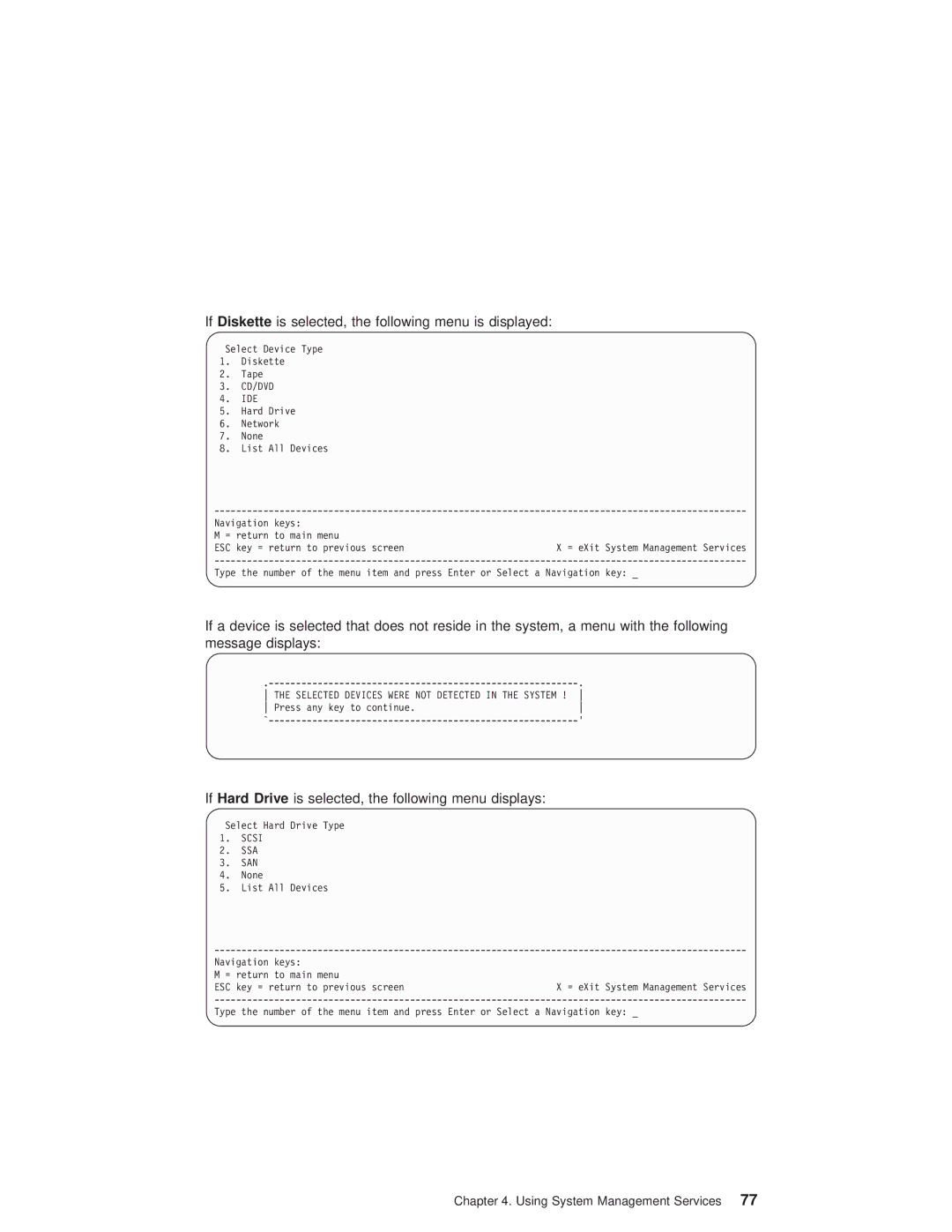 IBM pSeries690 manual Cd/Dvd, Selected Devices Were not Detected in the System, Scsi 