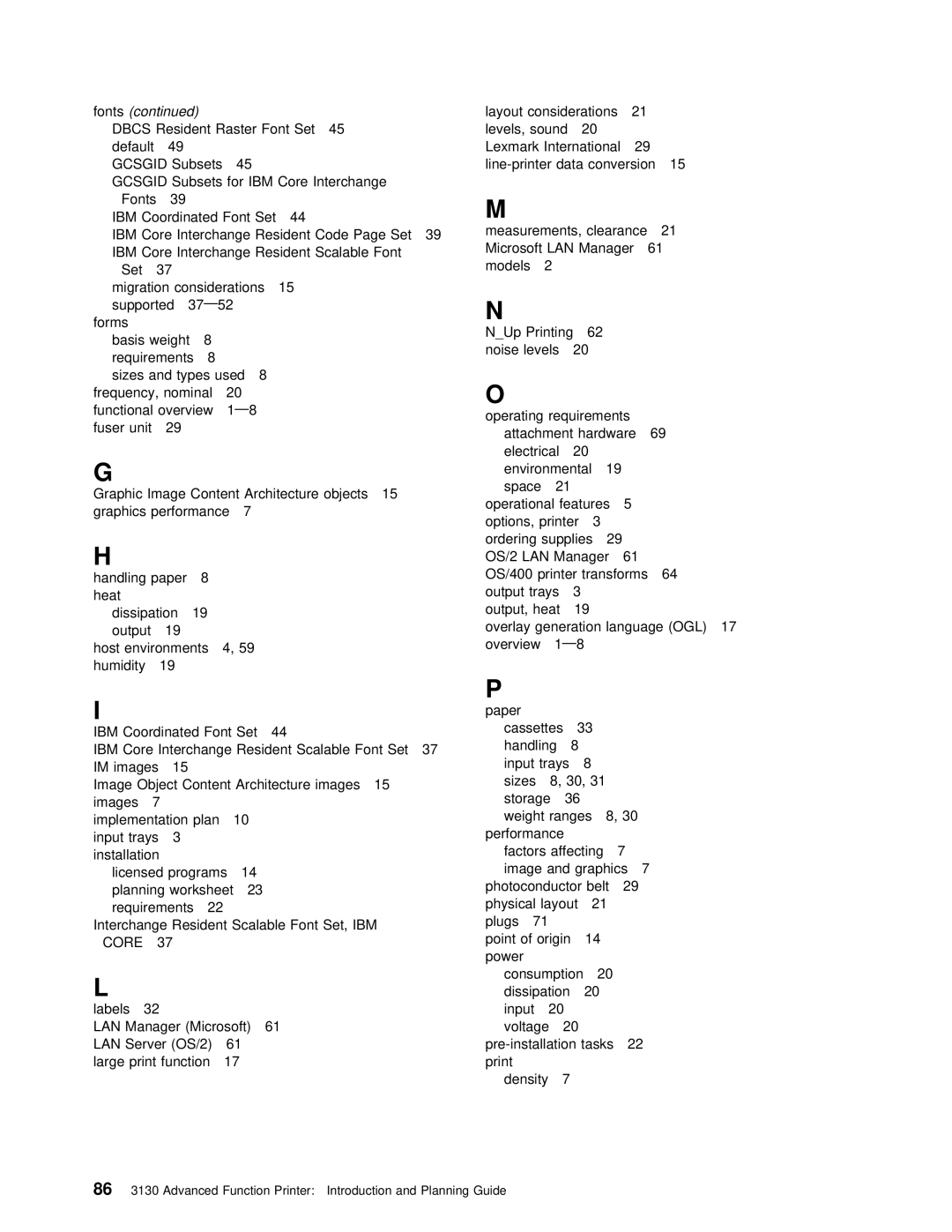 IBM q5-44-3974-04 manual Fonts, Lan 