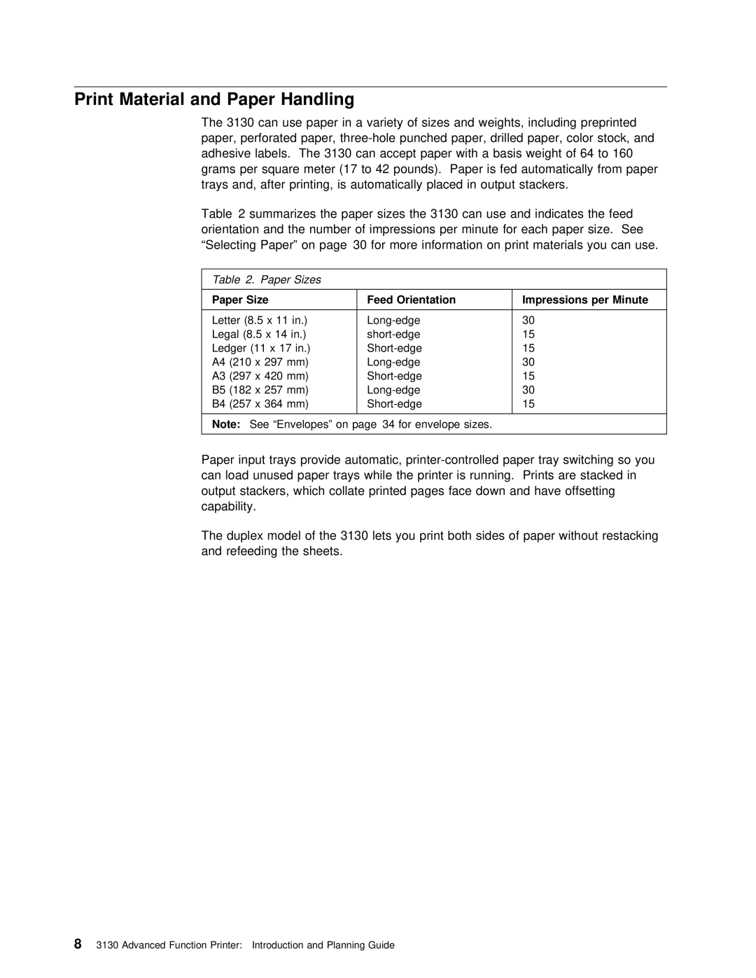 IBM q5-44-3974-04 manual Paper Sizes, Minute 