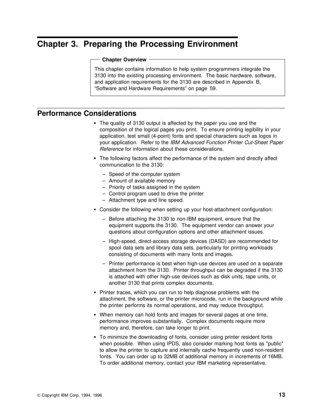 IBM q5-44-3974-04 manual Processing Environment, Performance Considerations 