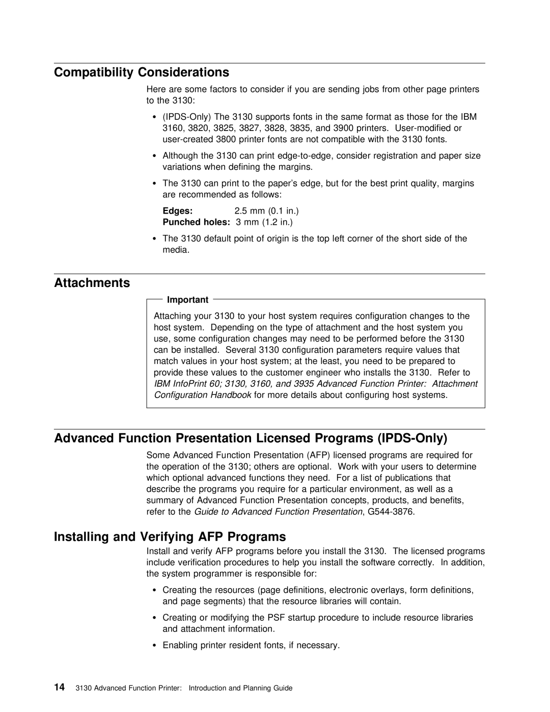 IBM q5-44-3974-04 manual Compatibility Considerations, Attachments, Programs, Holes, Advanced Function Presentation 