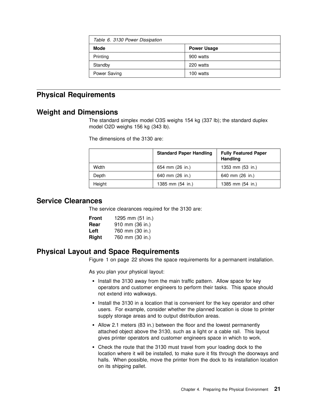 IBM q5-44-3974-04 Physical Requirements Weight and Dimensions, Service Clearances, Physical Layout and Space Requirements 