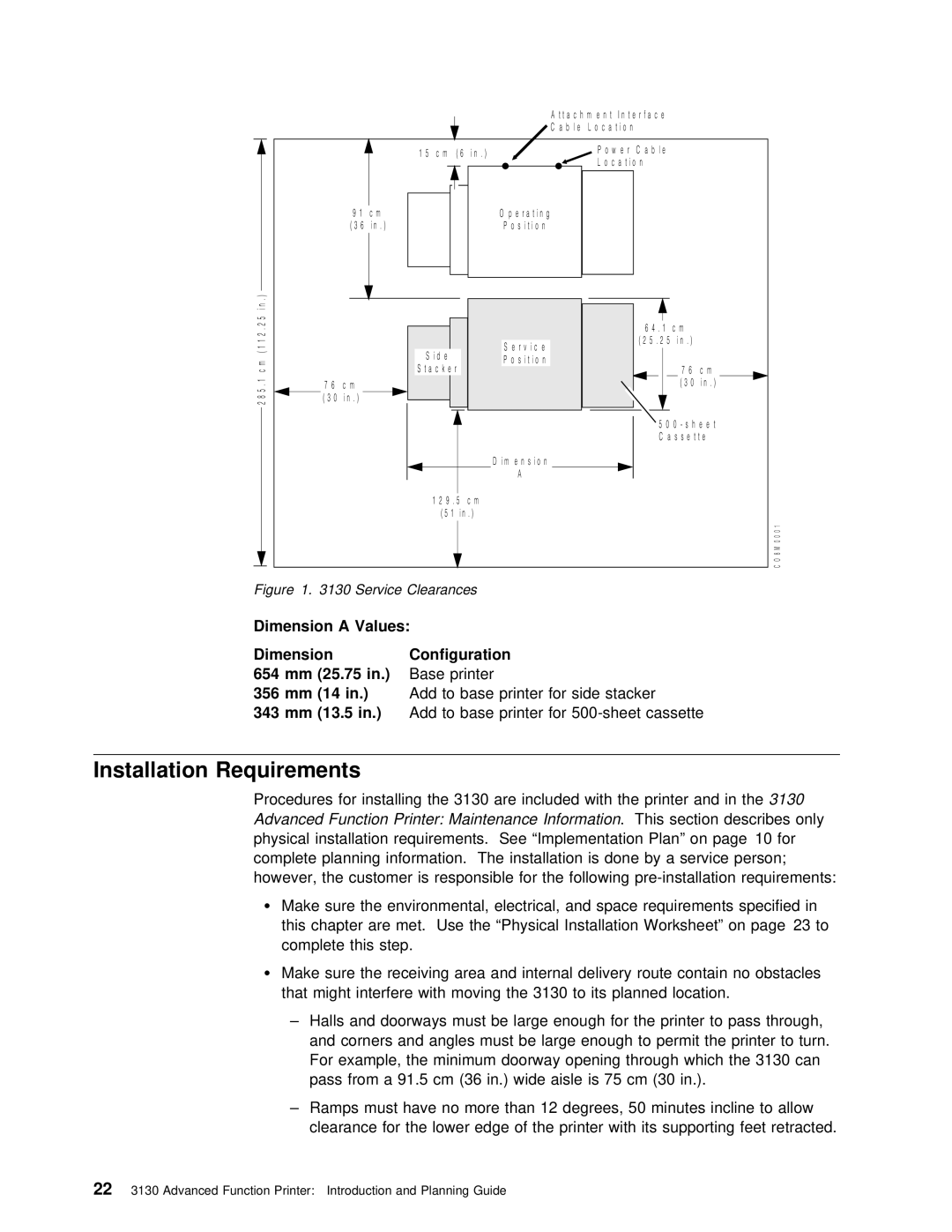 IBM q5-44-3974-04 manual Installation Requirements, Values, 25.75, 13.5, Service Clearances 