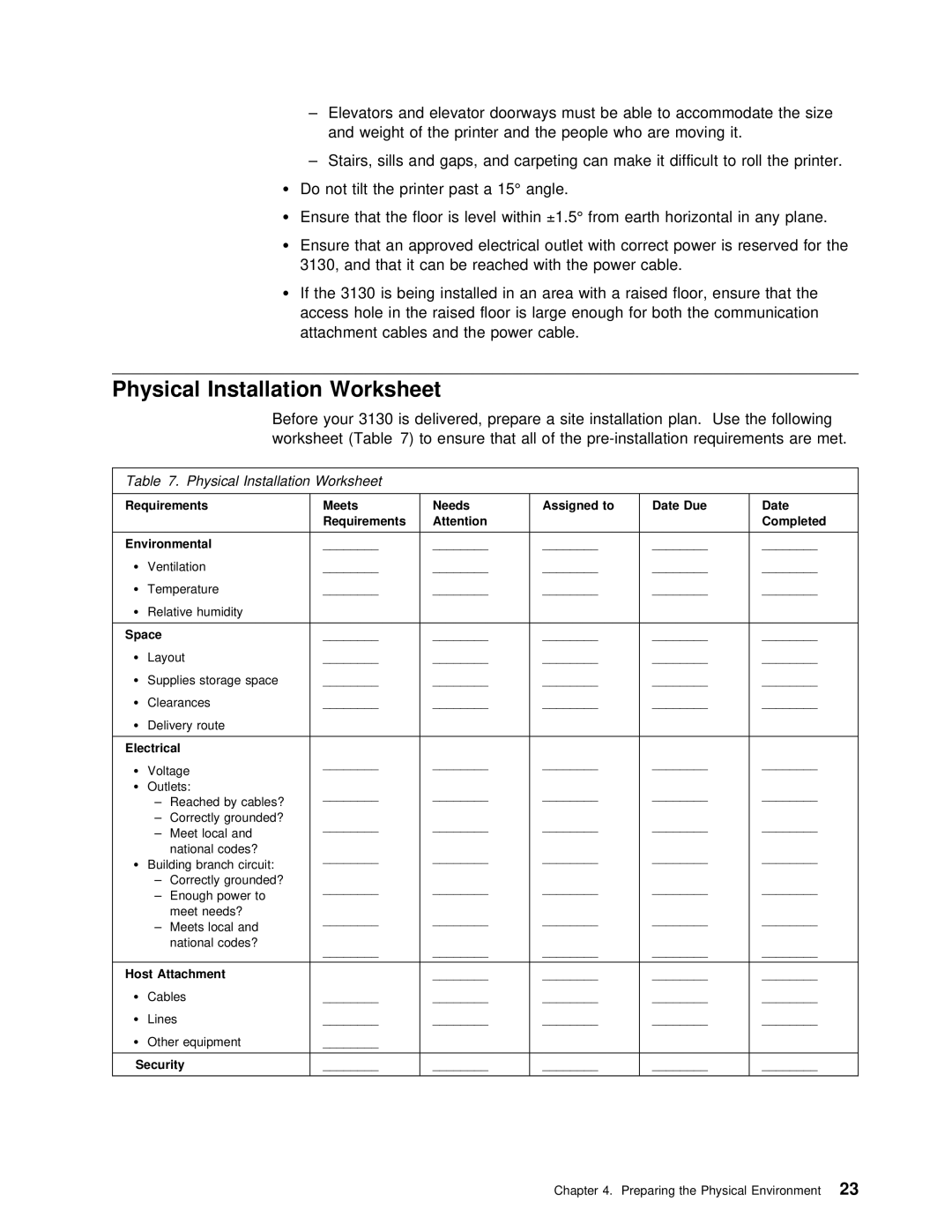 IBM q5-44-3974-04 manual Physical Installation Worksheet 