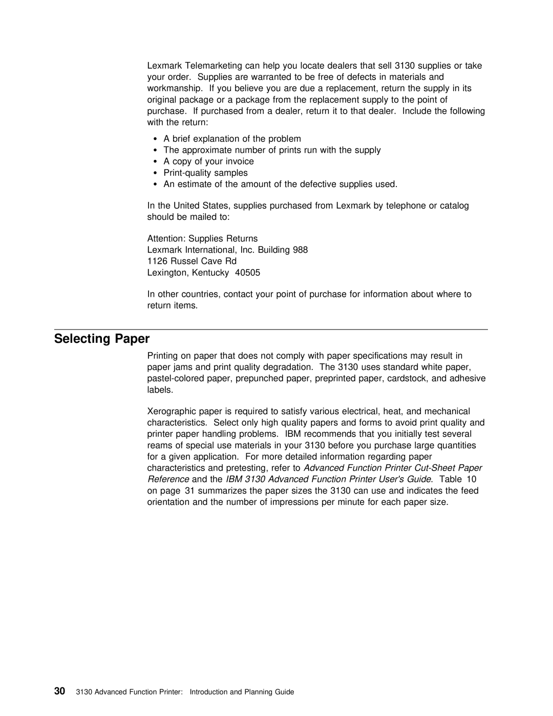 IBM q5-44-3974-04 manual Selecting Paper 