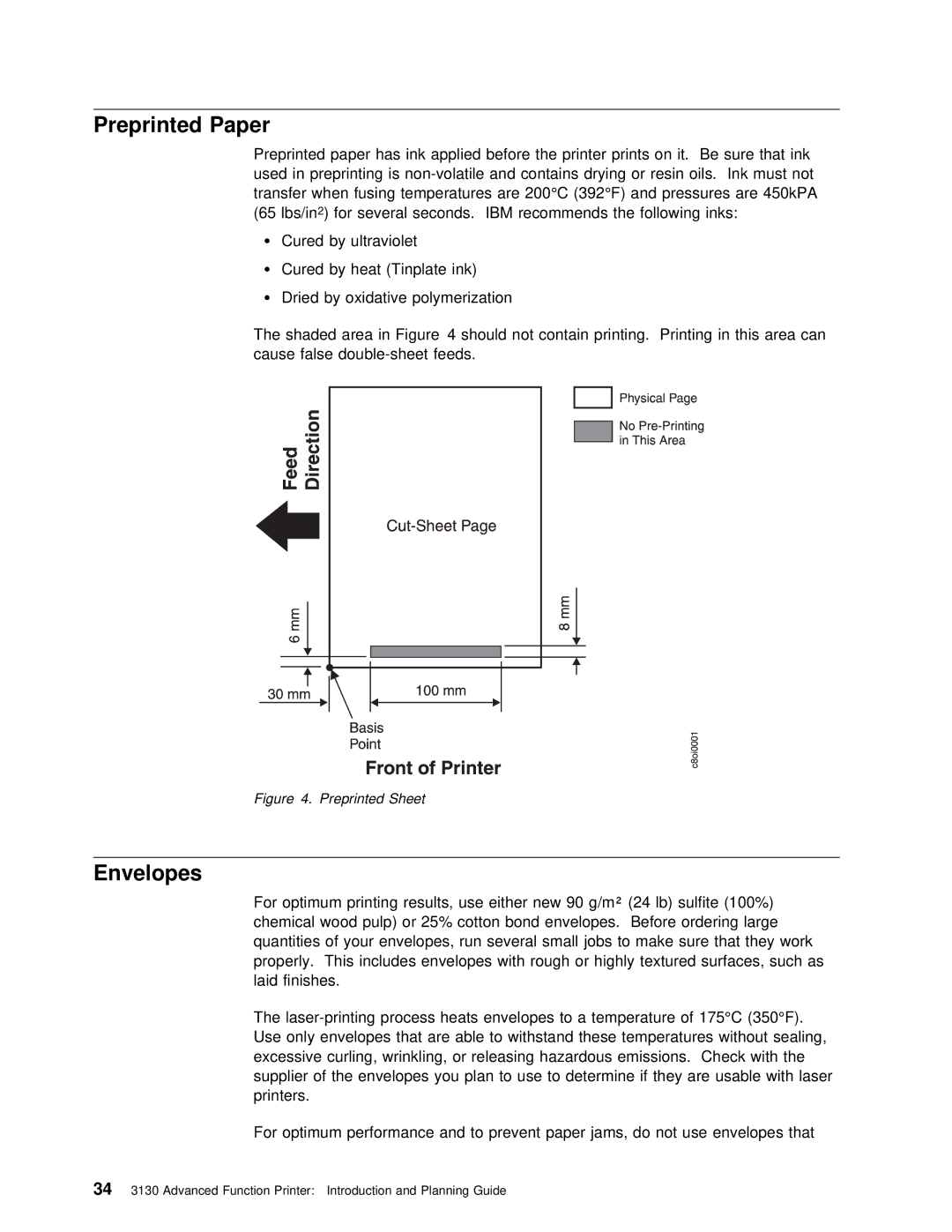 IBM q5-44-3974-04 manual Preprinted Paper, Envelopes 