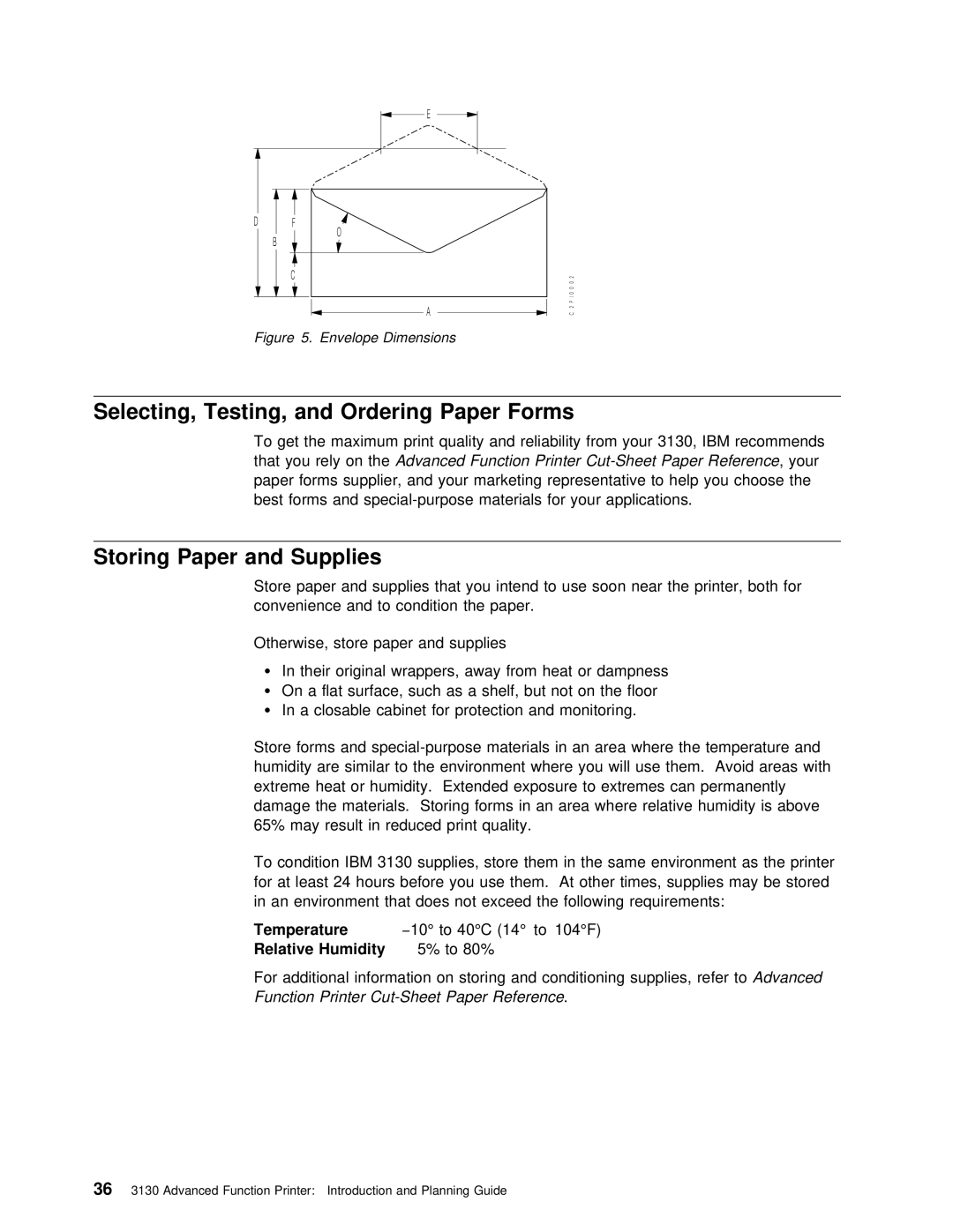 IBM q5-44-3974-04 manual Storing Paper and Supplies, Printer Cut-Sheet Paper Reference , your, Temperature, Humidity 