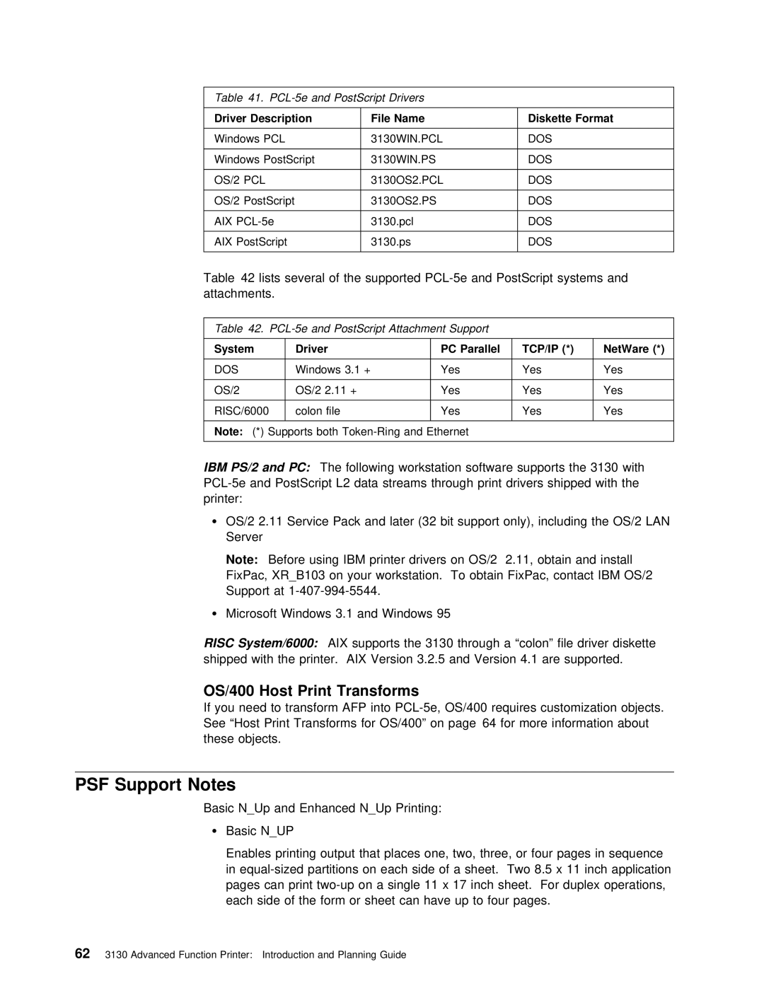 IBM q5-44-3974-04 manual Support Notes, Following workstation software supports the 3130 with, Host 