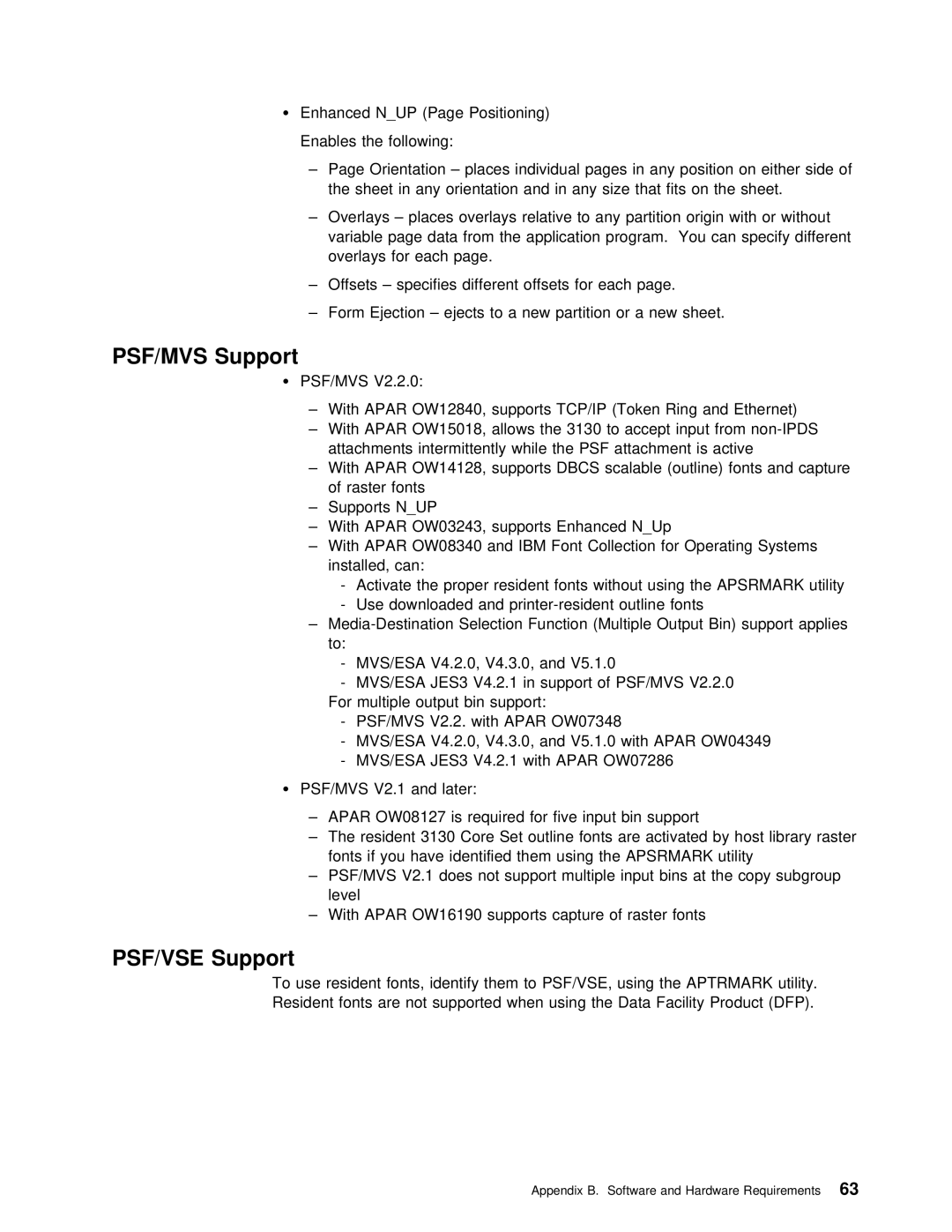 IBM q5-44-3974-04 manual PSF/MVS Support, PSF/VSE Support, JES3 