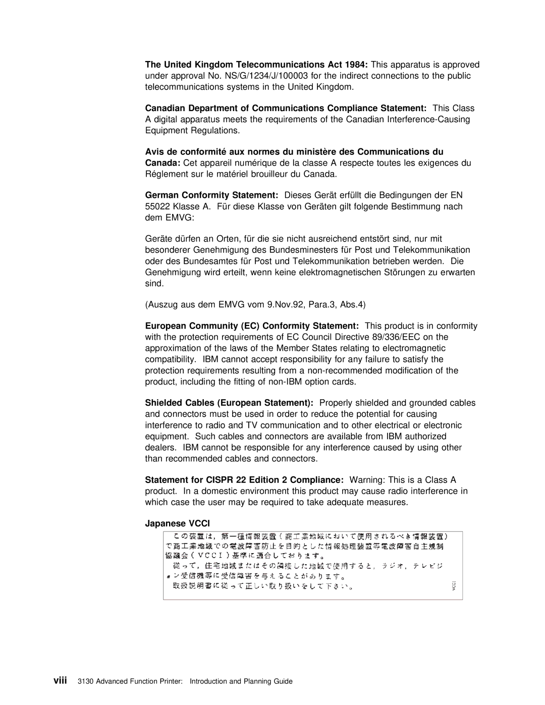 IBM q5-44-3974-04 manual Avis, Ministère Des, Statement, Emvg, Compliance 